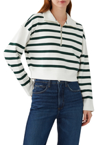 Striped Half-Zip Pullover Sweater